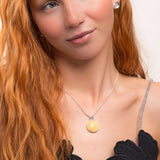 Perfect Circle Baltic Milky Amber Necklace in Sterling Silver