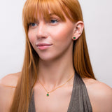 Small Round Stud Earrings in Silver with 24ct Gold & Green Onyx