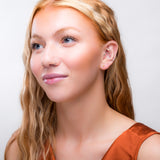 Teeny Tiny Round Stud Earrings in Silver and Citrine