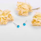 Teeny Tiny Round Stud Earrings in Silver and Turquoise