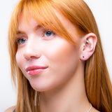 Teeny Tiny Round Stud Earrings in Silver and Black Onyx