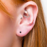 Teeny Tiny Round Stud Earrings in Silver and Black Onyx