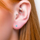 Teeny Tiny Round Stud Earrings in Silver and Turquoise