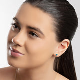 Minimalist Circle Stud Earrings in Silver and Turquoise