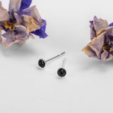 Teeny Tiny Round Stud Earrings in Silver and Black Onyx