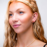 Small Round Stud Earrings in Silver with 24ct Gold & Cognac Amber