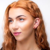 Small Round Stud Earrings in Silver with 24ct Gold and Coral