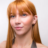 Small Round Stud Earrings in Silver with 24ct Gold & Dalmatian Jasper