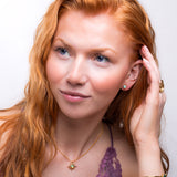 Small Round Stud Earrings in Silver with 24ct Gold and Ethiopian Opal