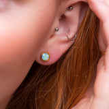 Small Round Stud Earrings in Silver with 24ct Gold and Ethiopian Opal