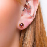 Small Round Stud Earrings in Silver and Garnet