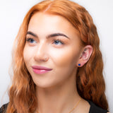 Small Round Stud Earrings in Silver with 24ct Gold & Lapis Lazuli