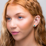 Small Round Stud Earrings in Silver and Natural Tibetan Turquoise