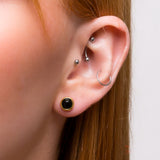 Small Round Stud Earrings in Silver with 24ct Gold & Black Onyx