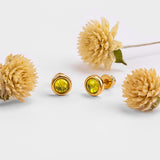 Small Round Stud Earrings in Silver with 24ct Gold & Peridot