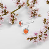 Silver & Carnelian Round Stud Earrings Set of 3