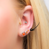 Teeny Tiny Round Stud Earrings in Silver and Carnelian