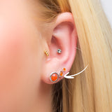 Minimalist Circle Stud Earrings in Silver and Carnelian