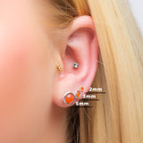 Teeny Tiny Round Stud Earrings in Silver and Carnelian