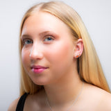 Teeny Tiny Round Stud Earrings in Silver and Carnelian