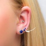 Minimalist Circle Stud Earrings in Silver and Lapis Lazuli