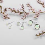 Teeny Tiny Round Stud Earrings in Silver and Ethiopian Opal