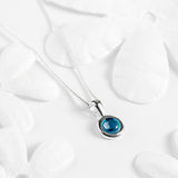 Round Charm Necklace in Silver and London Blue Topaz