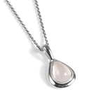 Teardrop Necklace in Silver and Light Rose Quartz