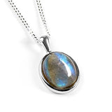Classic Oval Necklace in Silver and Grey Labradorite