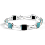 Square Link Bracelet in Silver and Turquoise & Black Onyx