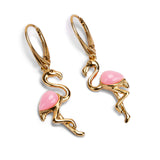 Flamingo Drop Earrings in Silver with 24ct Gold and Pink Agate