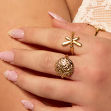 Textured Circle Ring in Sterling Silver with 24ct Gold