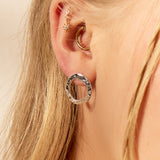 Open Circle Hammered Stud Earrings in Sterling Silver
