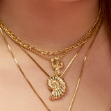 Ammonite Fossil Necklace in Sterling Silver with 24ct Gold
