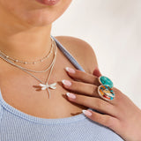 Oval Oyster Copper Turquoise Ring - Natural Designer Gemstone