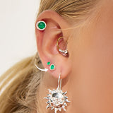 Minimalist Circle Stud Earrings in Silver and Green Onyx