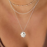 'Sun of May' Sun Face Necklace in Silver