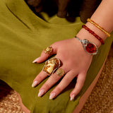 Textured Circle Ring in Sterling Silver with 24ct Gold
