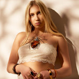 Monumental Handmade Spider Baltic Amber and Silver Necklace - Natural Designer Gemstone