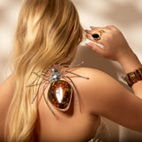 Monumental Handmade Spider Baltic Amber and Silver Necklace - Natural Designer Gemstone