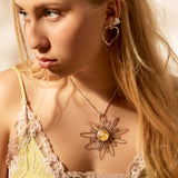 Natural Baltic Yellow Amber Centrepiece Flower Necklace - Natural Designer Gemstone