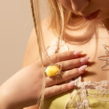 Rare Baltic Lemon Amber Ring - Natural Designer Gemstone