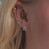 Miniature Robin Stud Earrings in Silver and Coral