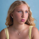 Daffodil Flower Stud Earrings in Silver and Yellow Amber