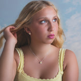 Daffodil Flower Necklace in Silver and Yellow Amber