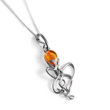 Octopus Necklace in Silver with 24ct Gold & Amber