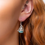 Sailboat / Boat / Yacht Drop Earrings in Silver and Larimar