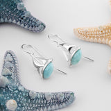 Sailboat / Boat / Yacht Drop Earrings in Silver and Larimar