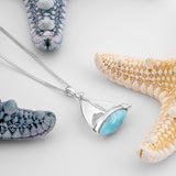 Sailboat / Boat / Yacht Necklace in Silver & Larimar