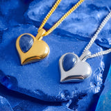 September Birthstone Heart Necklace in Silver with 24ct Gold & Sapphire